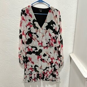1. State Multicolored Floral V-Neck Ruffled Bell Sleeve Blouse